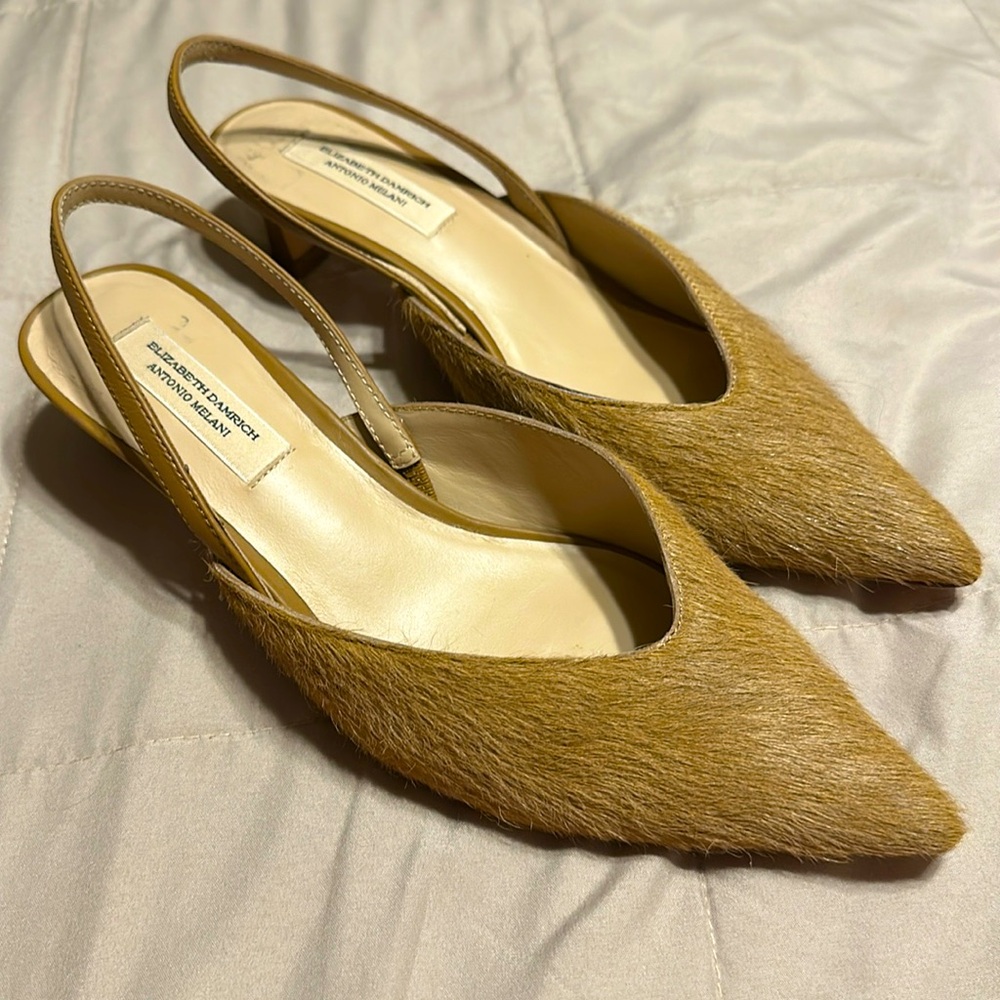 Antonio Melani pointed toe sling back calf hair kitten heel size 6.5 new